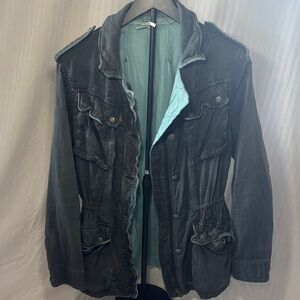 Women’s Free People Blue Cotton Twill Military Jacket - S